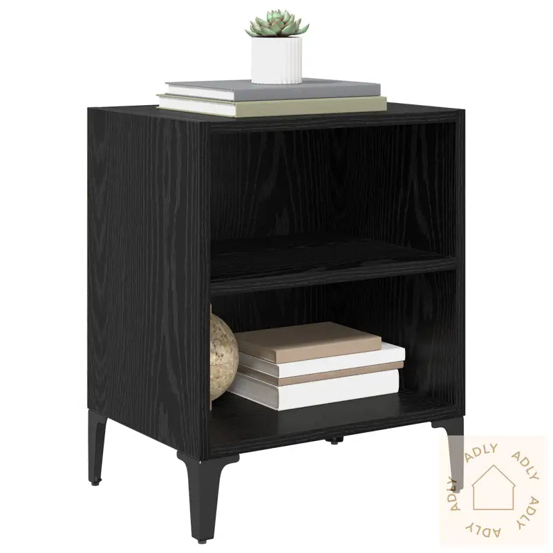 Nattbord 2 Stk Svart Eik 40X30X50 Cm Ingeniert Tre