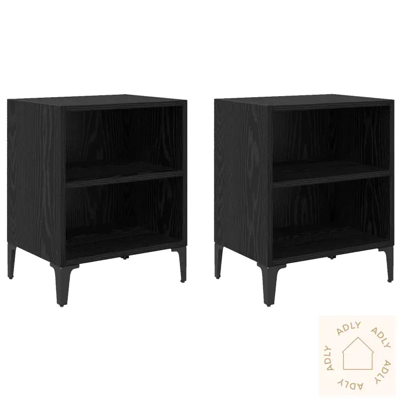 Nattbord 2 Stk Svart Eik 40X30X50 Cm Ingeniert Tre