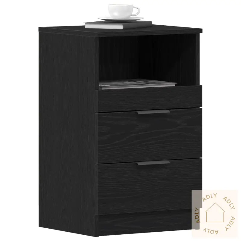 Nattbord 2 Stk Svart Eik 40X35X65 Cm Konstruert Tre