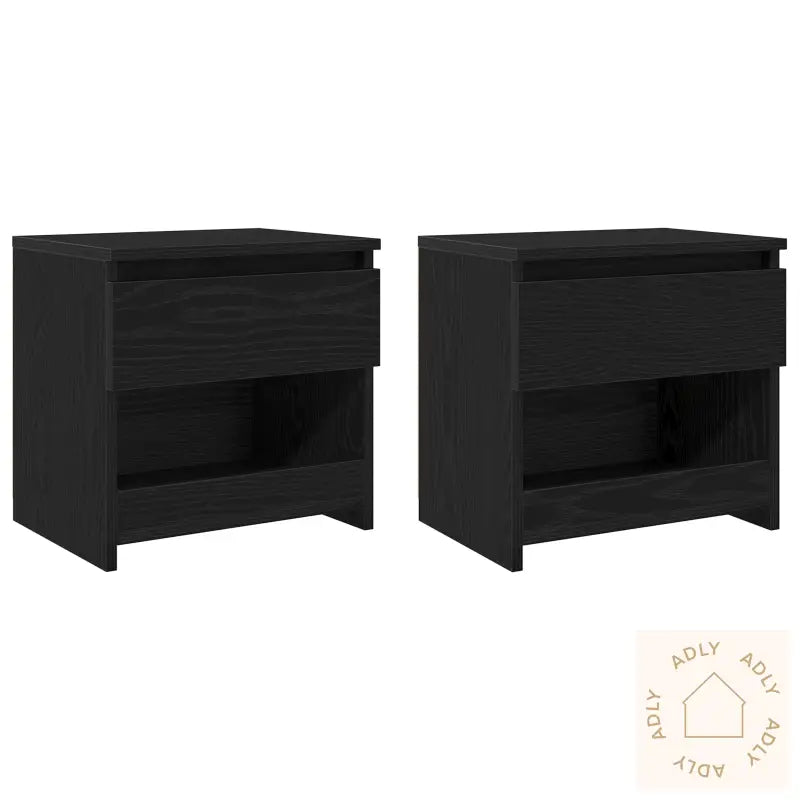 Nattbord 2 Stk Svart Eik 40X30X39 Cm Laget Av Tre