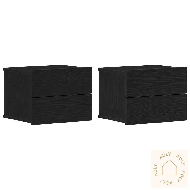 Nattbord 2 Stk Svart Eik 40X30X30 Cm Laget Av Tre