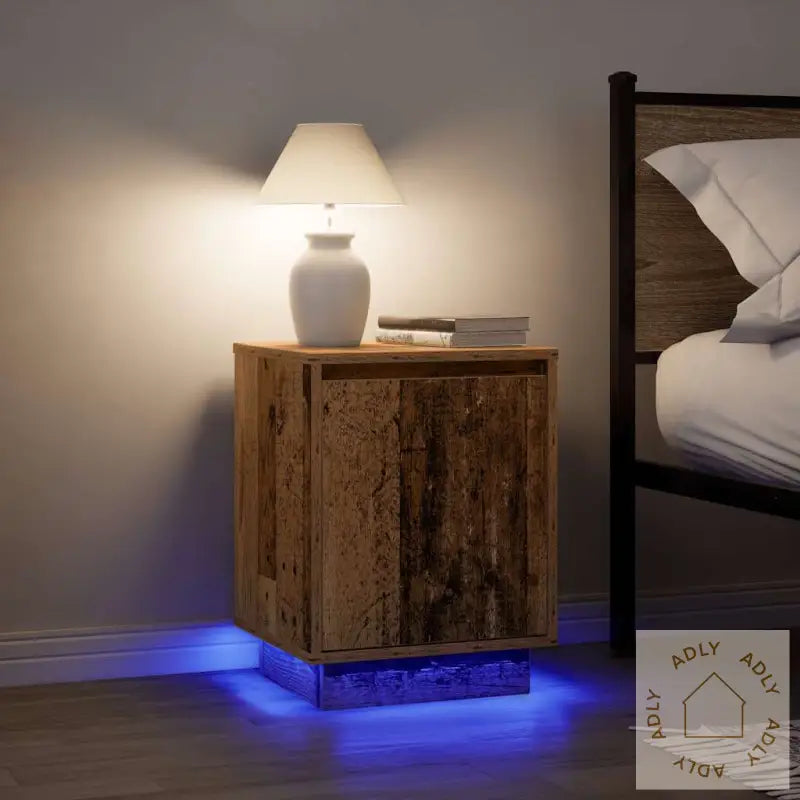 Nattskap Med Led-Lys 2 Stk Gammelt Tre 38X34X50 Cm