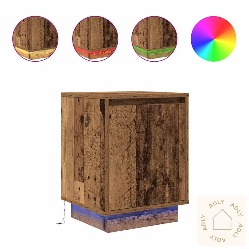 Nattskap Med Led-Lys 2 Stk Gammelt Tre 38X34X50 Cm