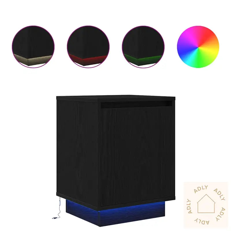 Nattskap Med Led-Lys Sort 38X34X50 Cm