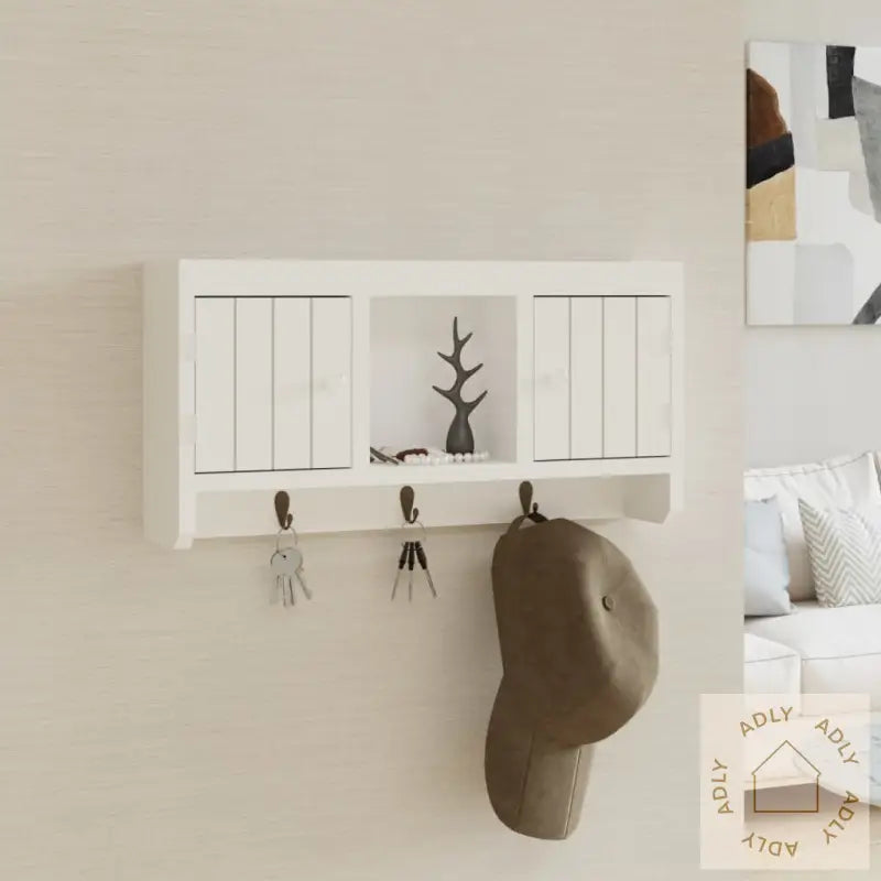 Nøkkelskap Hvit 40X8,5X20 Cm Konstruert Tre Og Stål