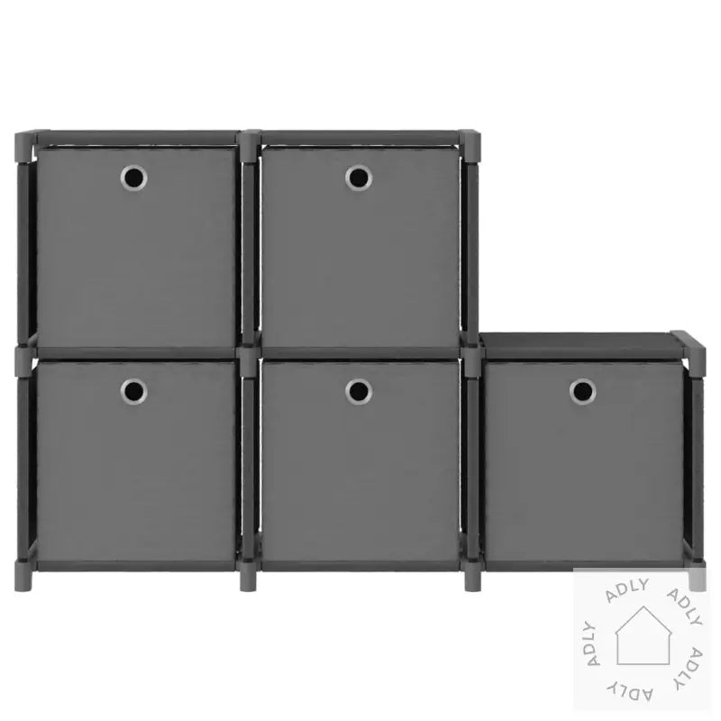 Displayhylle Med 5 Kuber Og Bokser Grå 103X30X72,5 Cm Stoff