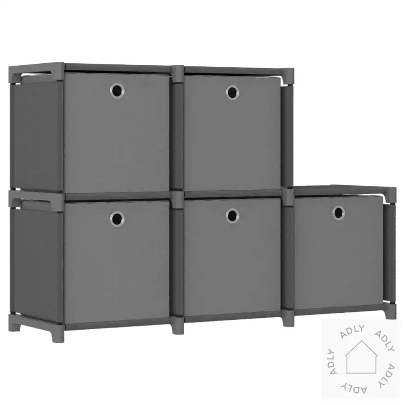 Displayhylle Med 5 Kuber Og Bokser Grå 103X30X72,5 Cm Stoff