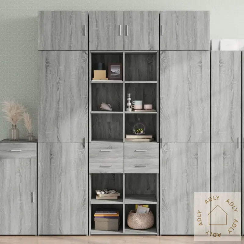 Oppbevaringsskap Grå Sonoma 70X42,5X225 Cm Konstruert Tre