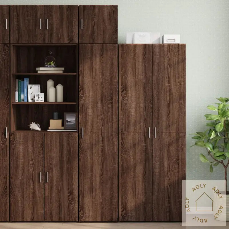 Smalt Oppbevaringsskap Brun Eik 40X42,5X225 Cm Konstruert Tre
