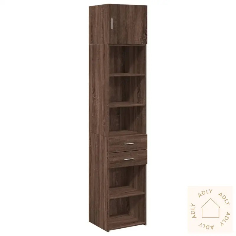 Smalt Oppbevaringsskap Brun Eik 45X42,5X225 Cm Konstruert Tre