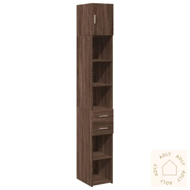 Smalt Oppbevaringsskap Brun Eik 30X42,5X225 Cm Konstruert Tre
