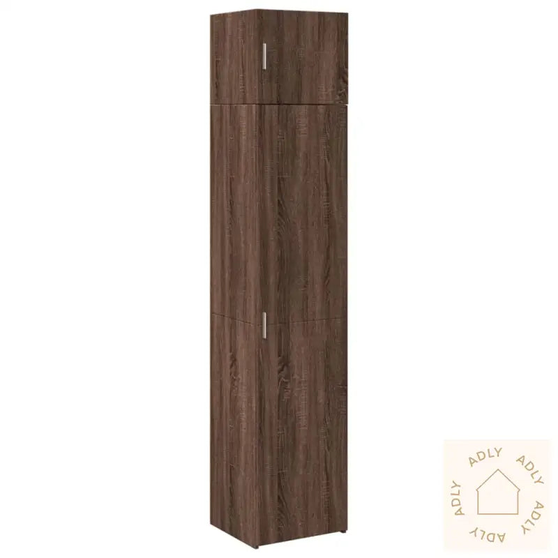 Smalt Oppbevaringsskap Brun Eik 45X42,5X225 Cm Konstruert Tre