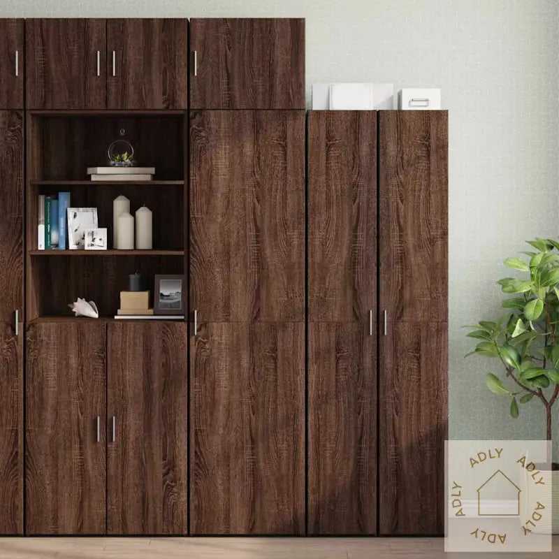 Smalt Oppbevaringsskap Brun Eik 50X42,5X225 Cm Konstruert Tre