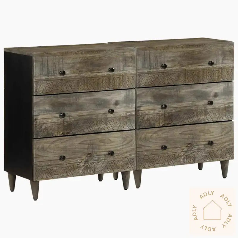 Skjenker 2 Stk Lysegrå 60X33,5X75 Cm Heltre Mango