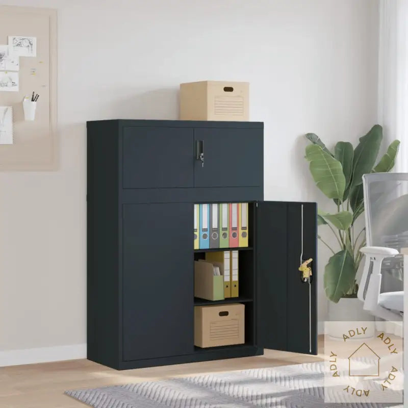 Arkivskap Antrasitt 90X40X130 Cm Stål