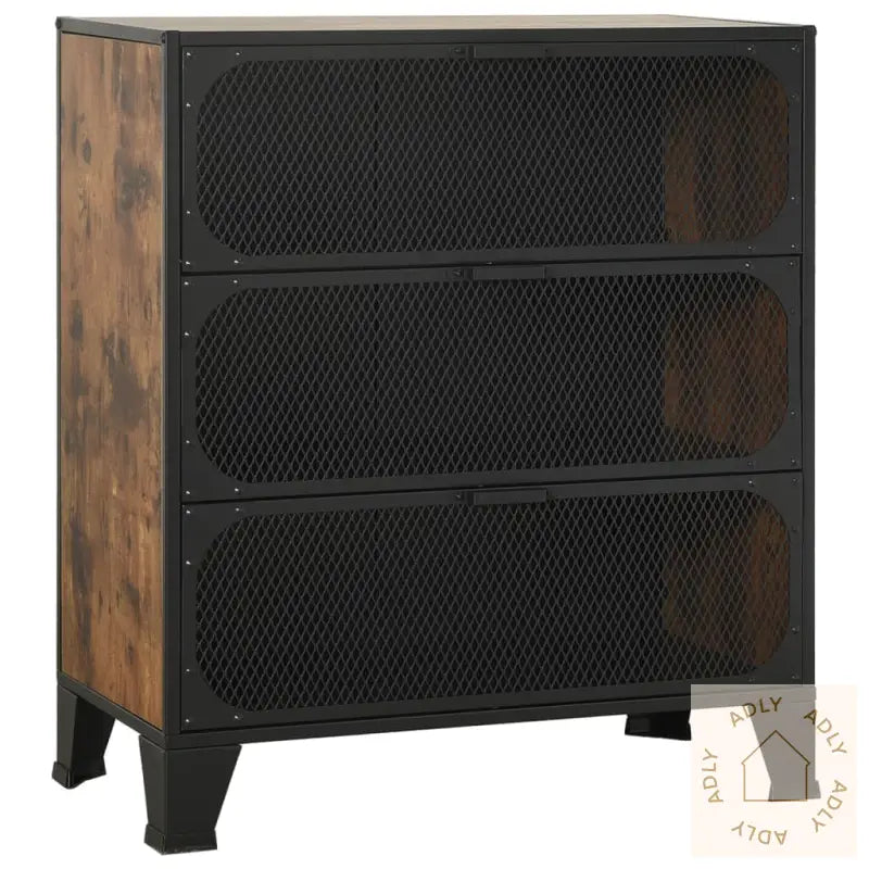 Oppbevaringsskap Rustikk Brun 72X36X82 Cm Metall Og Mdf