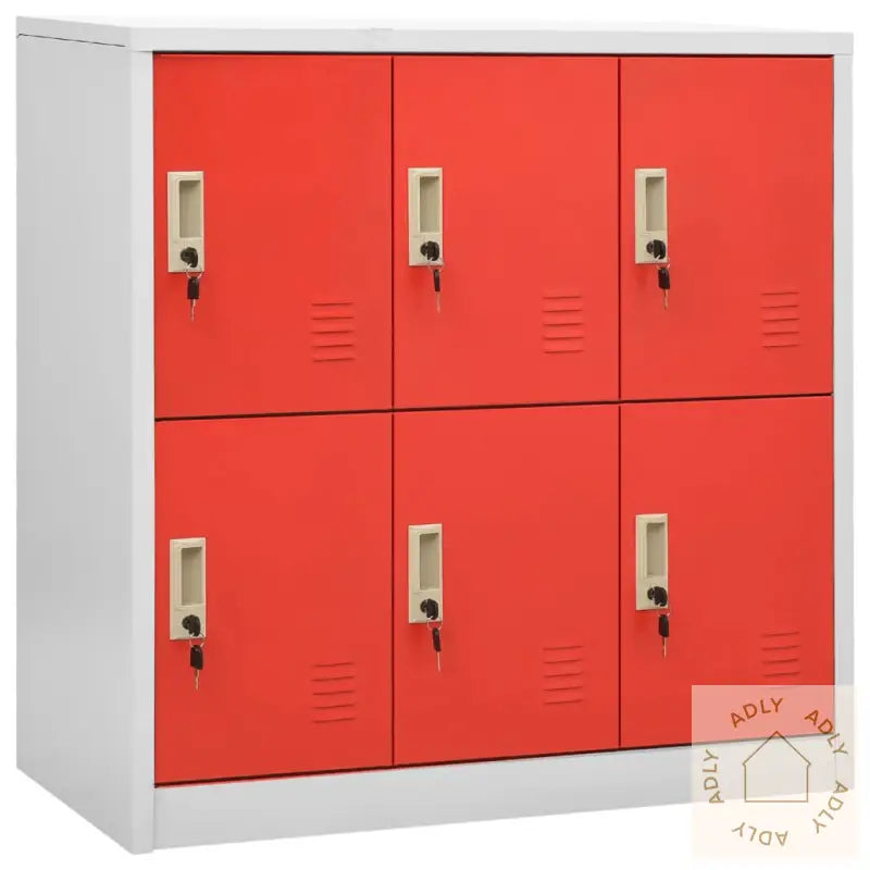 Oppbevaringsskap 2 Stk Lysegrå Og Rød 90X45X92,5 Cm Stål