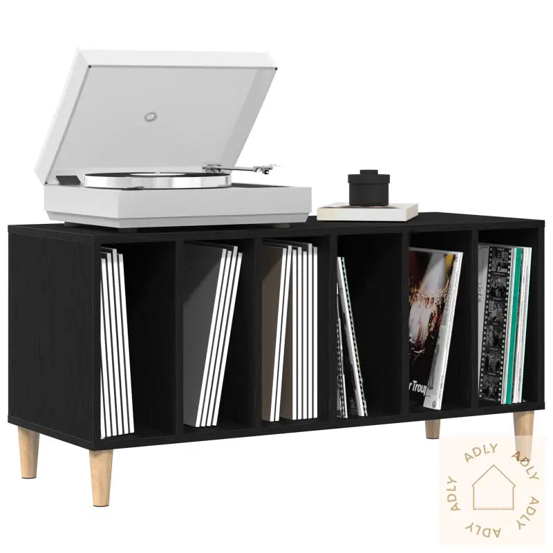 Ep Record Cabinet Svart Eik 100X38X48 Cm Konstruert Tre