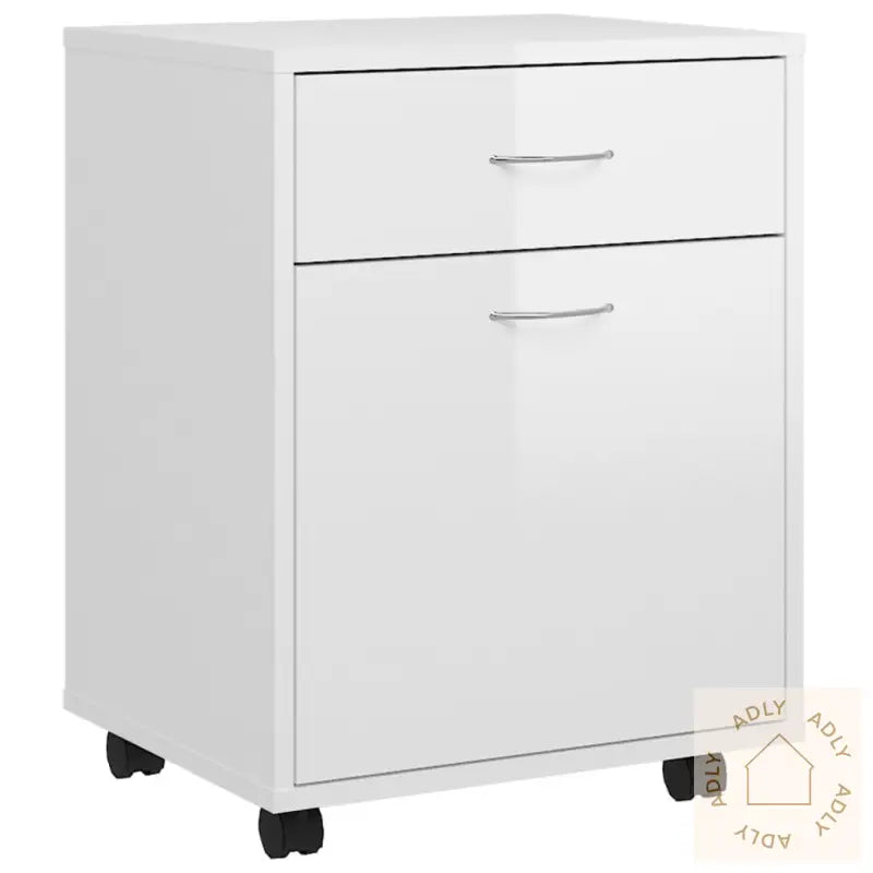Rulleskap Høyglans Hvit 45X38X54 Cm Konstruert Tre
