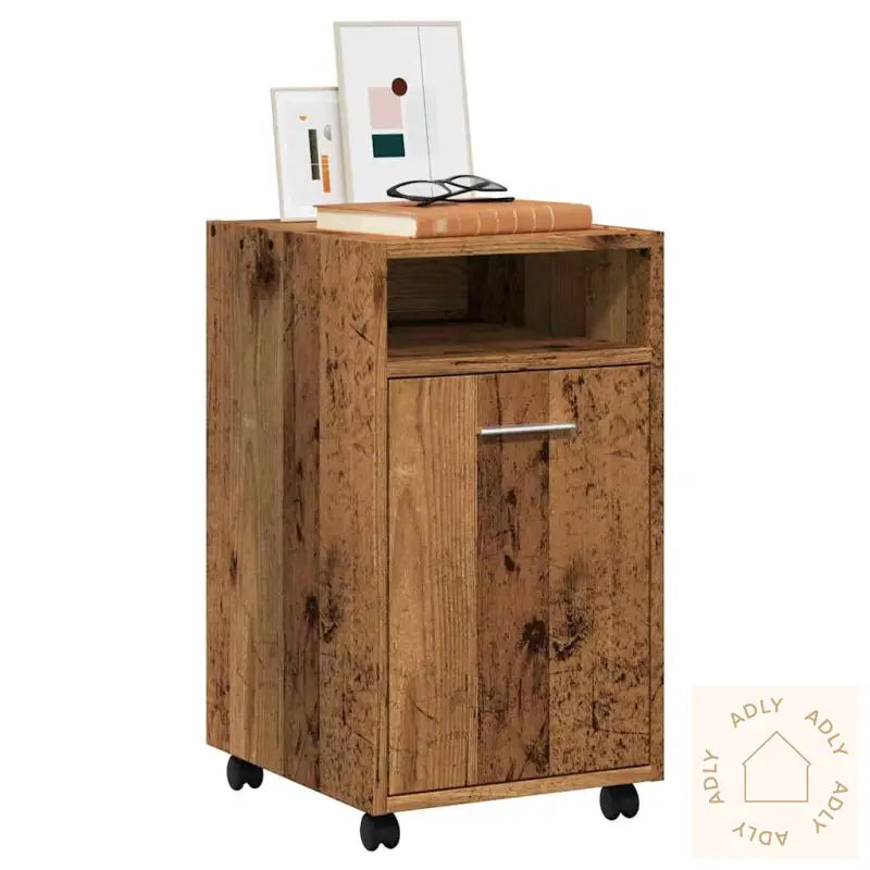 Skap Med Hjul Gammelt Tre 33X38X60 Cm Konstruert Tre