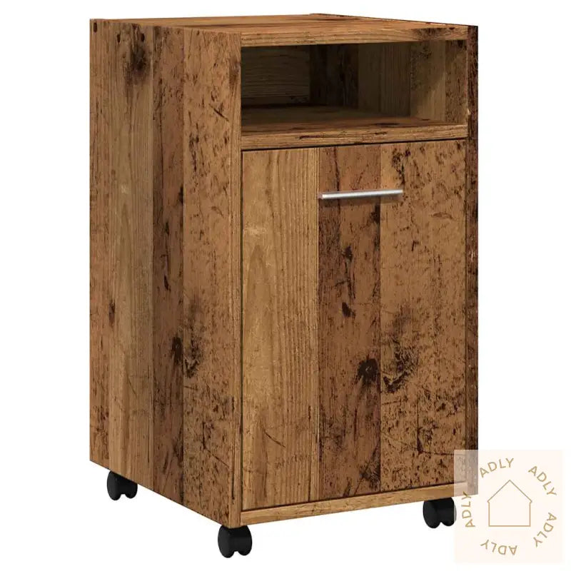 Skap Med Hjul Gammelt Tre 33X38X60 Cm Konstruert Tre