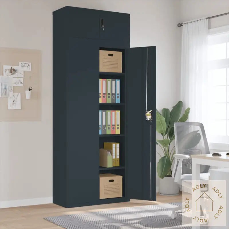 Arkivskap Antrasitt 90X40X240 Cm Stål
