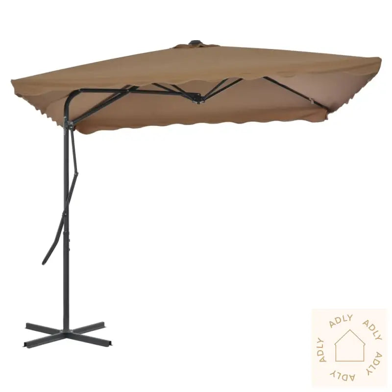 Parasoll Med Stålstang 250X250 Cm Gråbrun