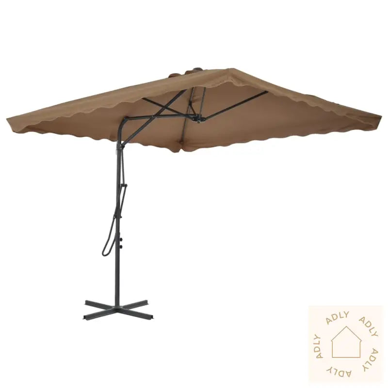 Parasoll Med Stålstang 250X250 Cm Gråbrun