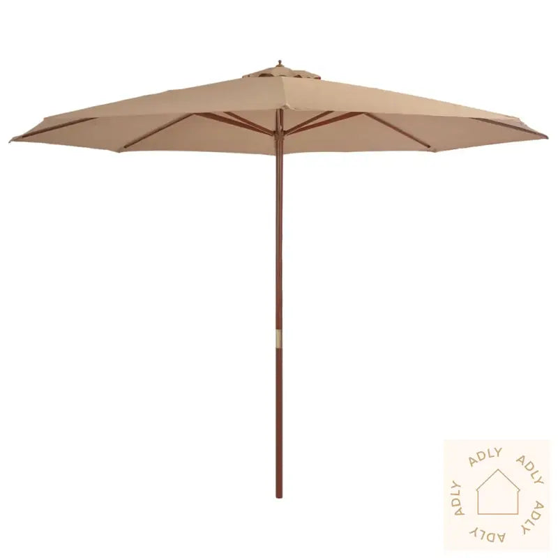 Parasoll Med Trestang 350 Cm Gråbrun