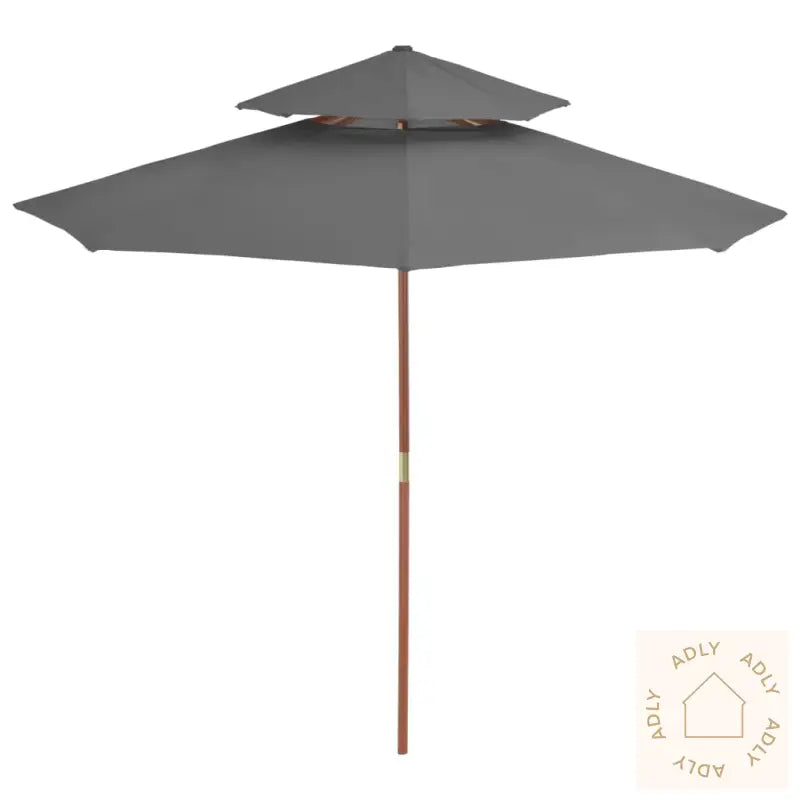 Dobbel Parasoll Med Trestang 270 Cm Antrasitt