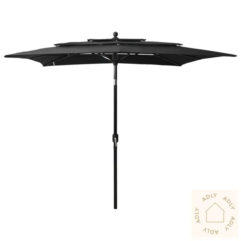 Hageparasoll Med Aluminiumsstang 3 Nivåer Svart 2,5X2,5 M