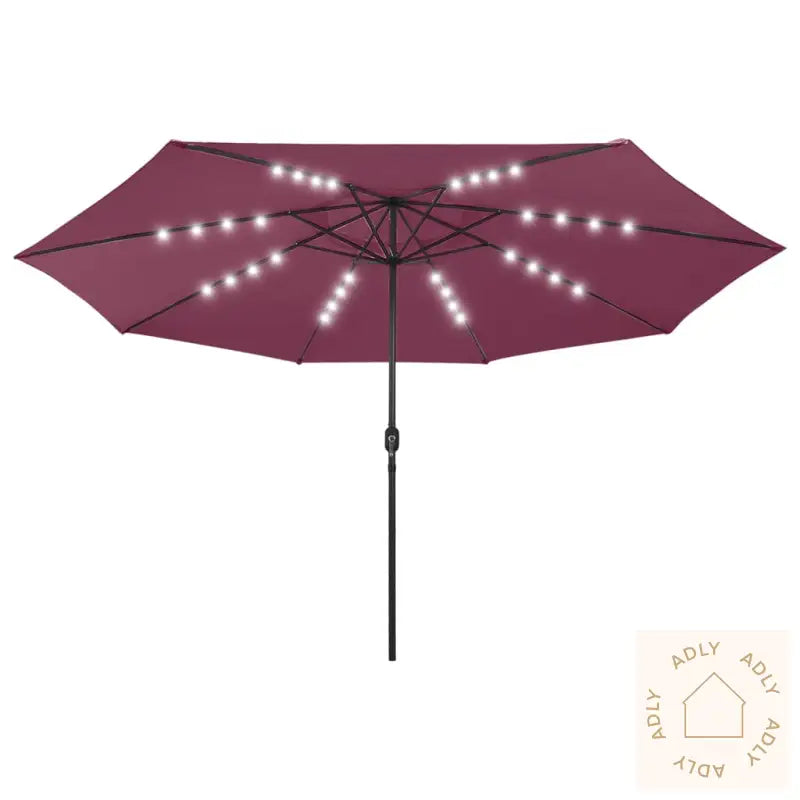 Hageparasoll Med Led-Lys 400 Cm Vinrød