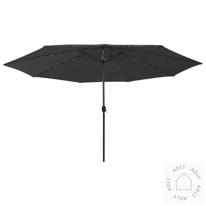 Hageparasoll Med Led-Lys 400 Cm Svart