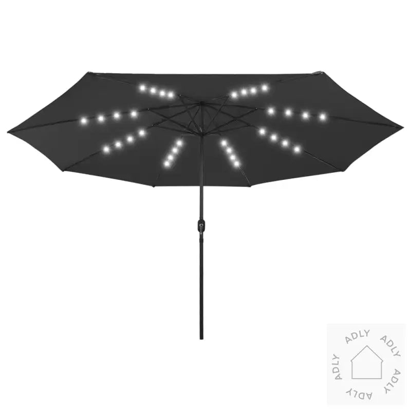 Hageparasoll Med Led-Lys 400 Cm Svart