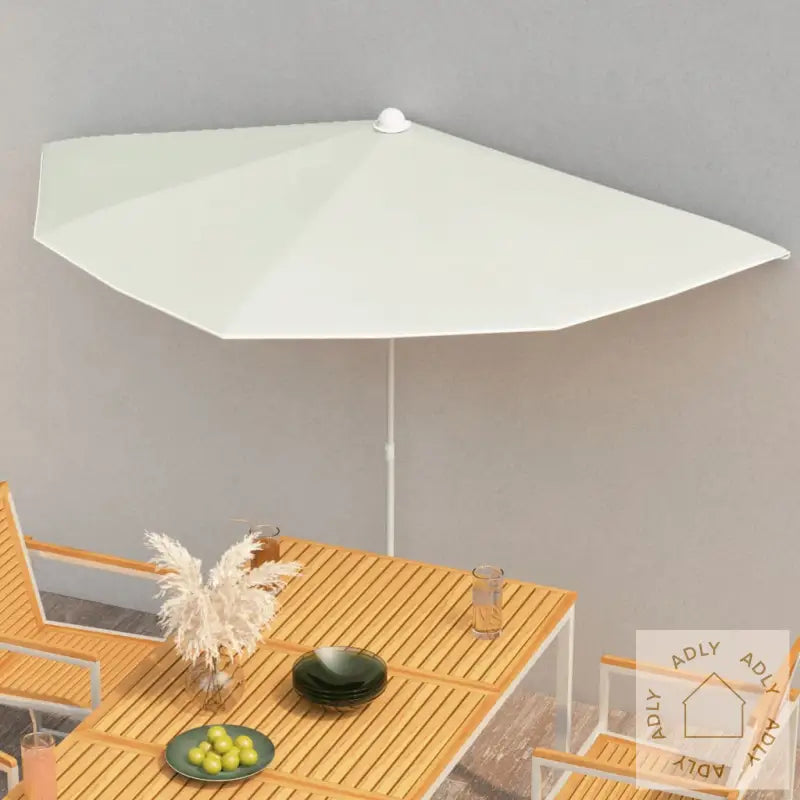 Halvrund Parasoll Med Stang 180X90 Cm Sand