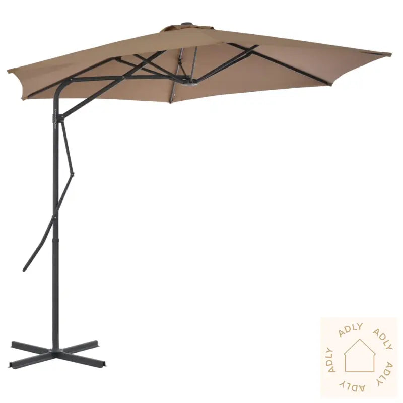 Parasoll Med Stålstang 300 Cm Gråbrun