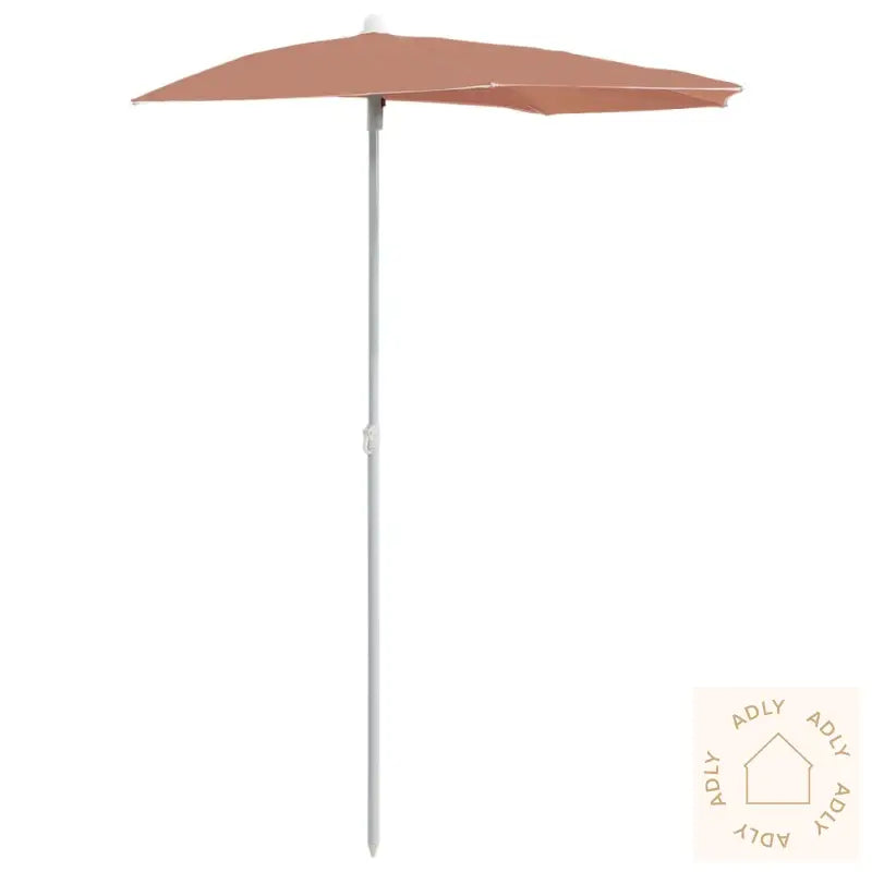 Halvrund Parasoll Med Stang 180X90 Cm Terrakotta