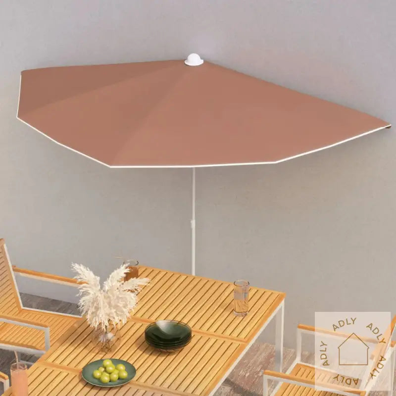 Halvrund Parasoll Med Stang 180X90 Cm Terrakotta