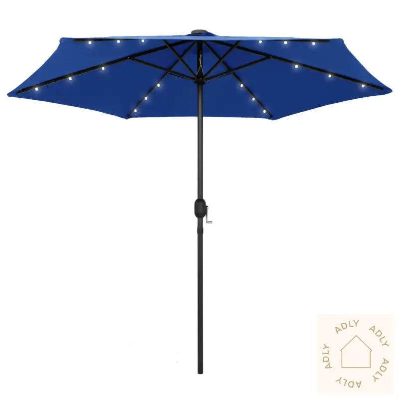 Hageparasoll Med Led-Lys Og Aluminiumsstang 270 Cm Asurblå