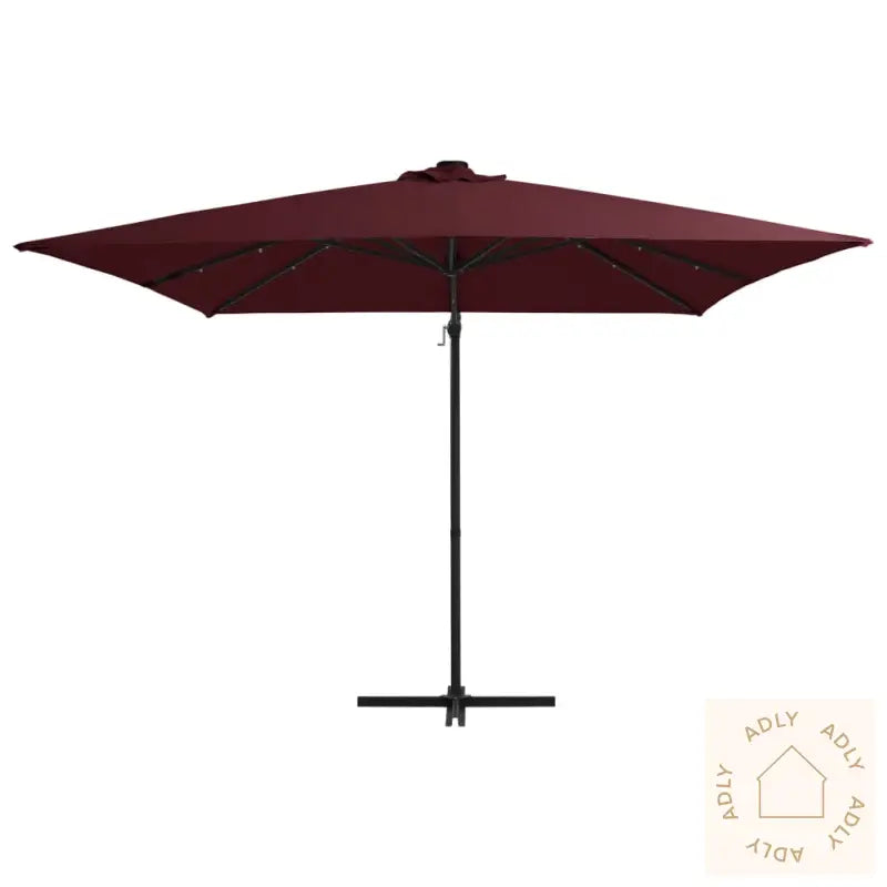 Hengende Hageparasoll Med Led-Lys Vinrød 250X250 Cm