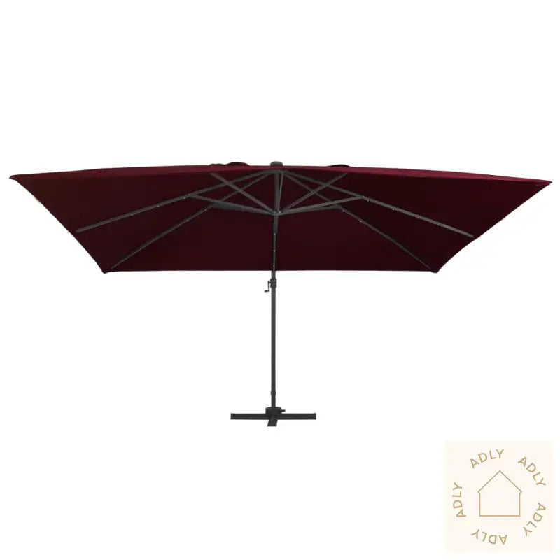 Hengende Hageparasoll Med Led-Lys Vinrød 400X300 Cm