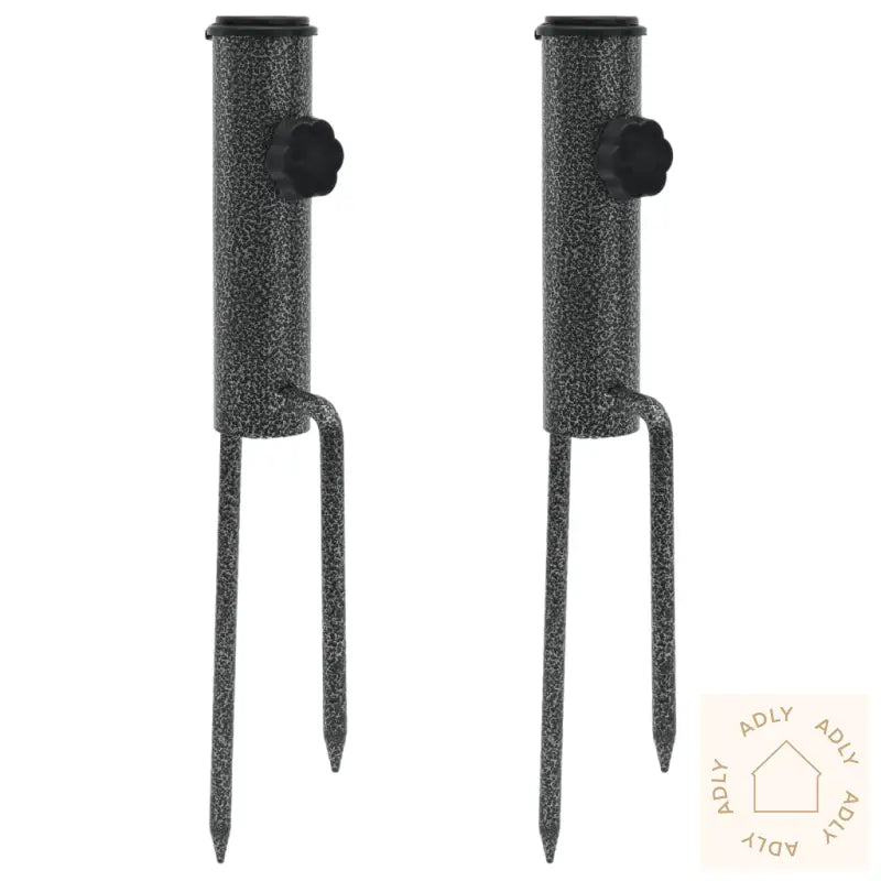 Parasollstativer Med Plugger 2 Stk 9X35 Cm Galvanisert Stål