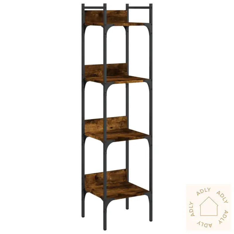 Bokhylle 4 Etasjer Svart 35X30X138,5 Cm Konstruert Tre