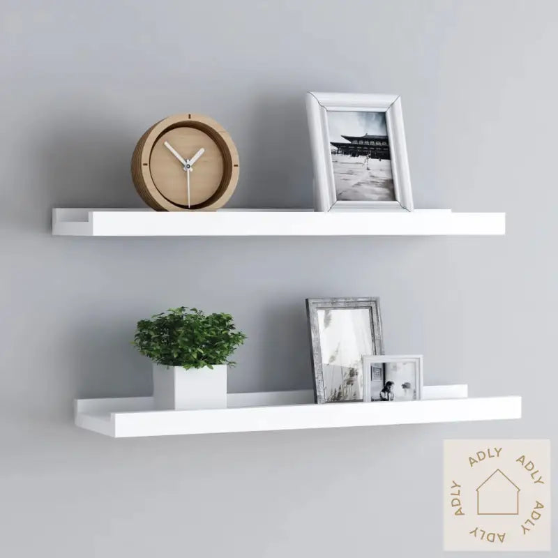 Flytende Vegghyller 2 Stk Hvit 60X9X3 Cm Mdf