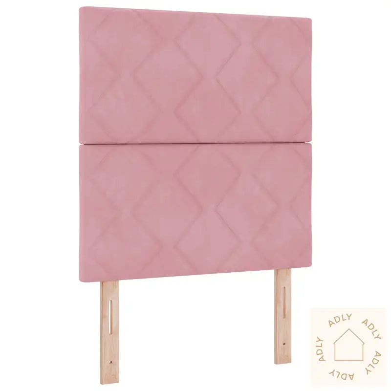 Rosa Fløyels Sengegavl Med Diamantblokker - 80 Cm