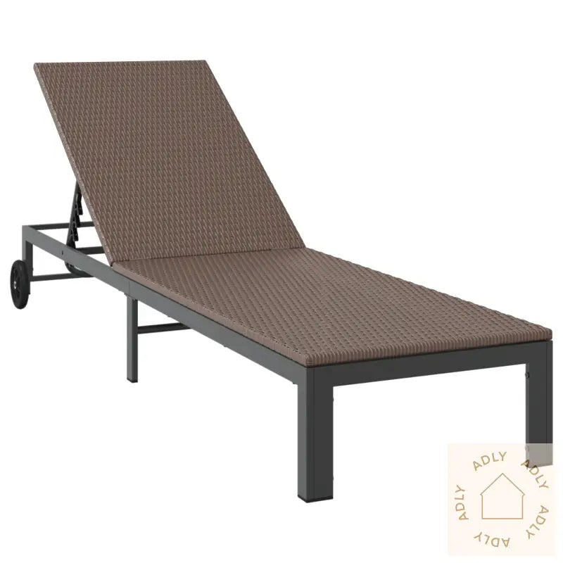 Solseng Med Hjul Brun Poly Rattan
