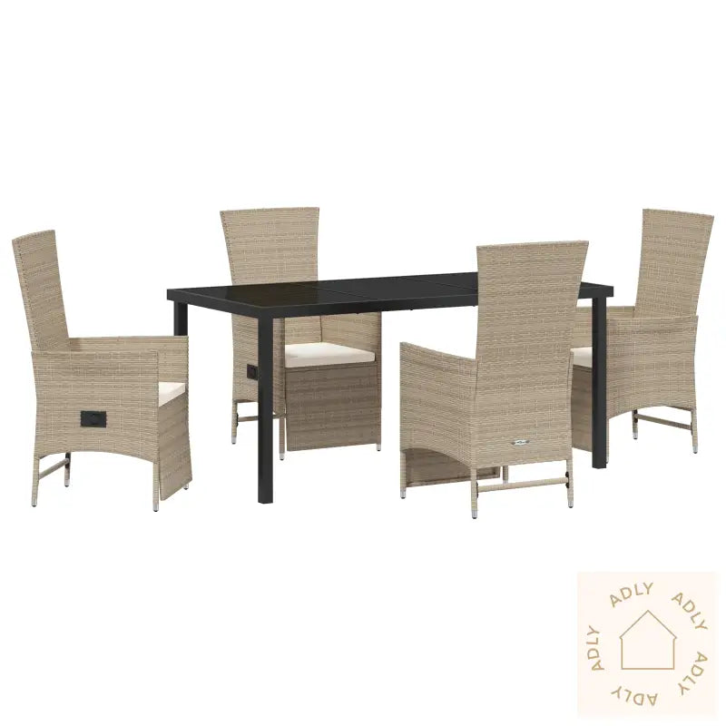 5-Delt Hage Spise Set Med Puter Beige Poly Rotting