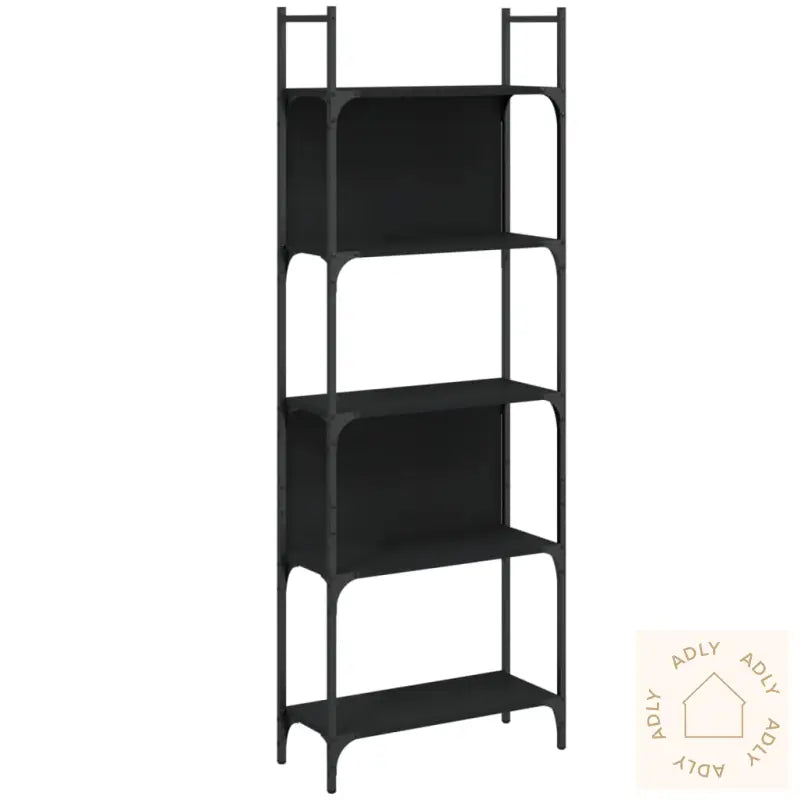 Bokhylle 5 Etasjer Svart 60,5X24X166,5 Cm Konstruert Tre
