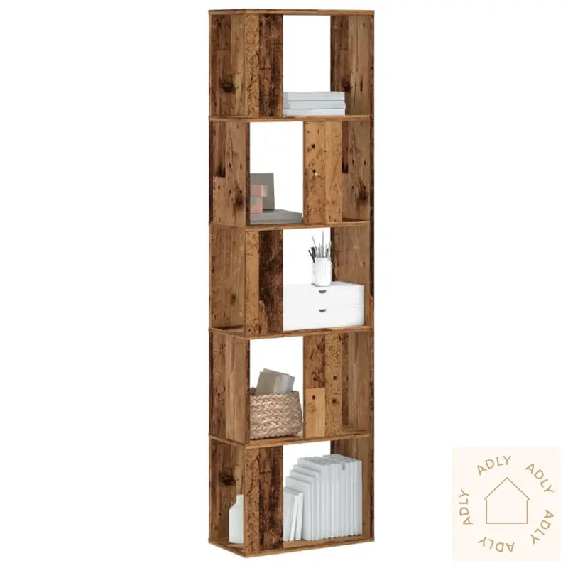 Bokhylle 5 Etasjer Gammelt Tre 45X23,5X162,5 Cm Konstruert Tre