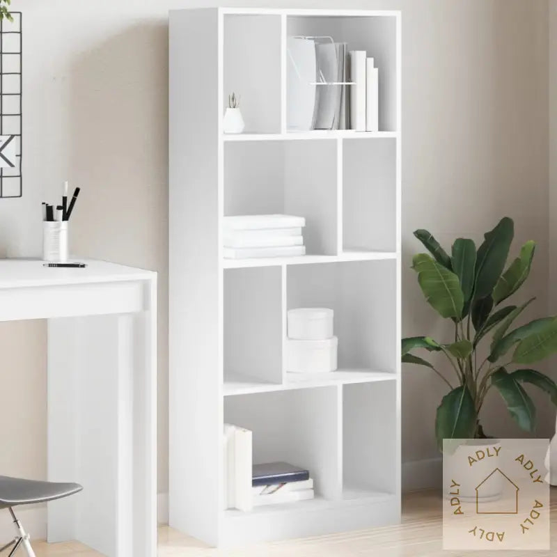 Bokhylle Hvit 57X28,5X141 Cm Konstruert Tre